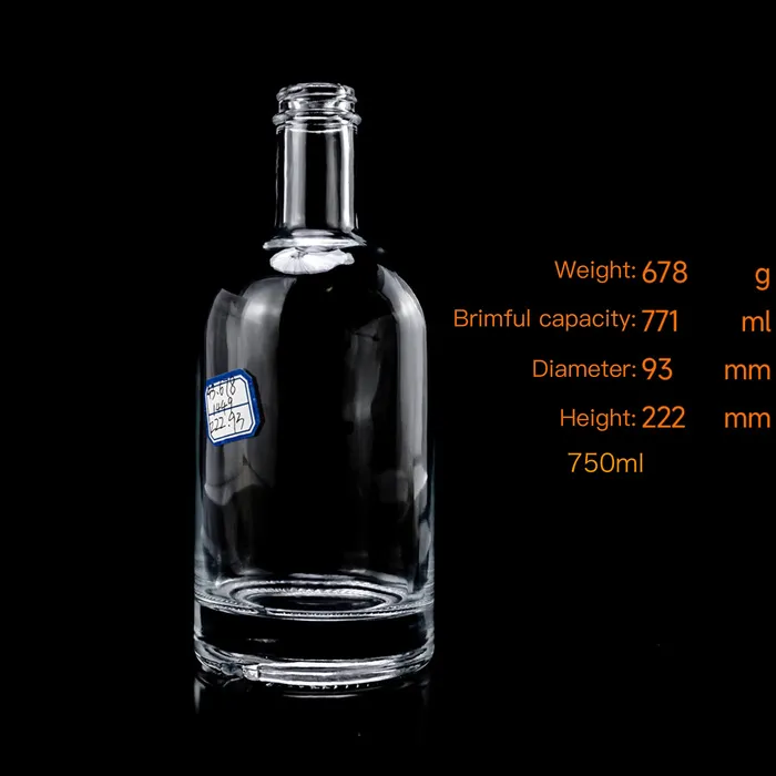 Hot-Selling 750ml Super Flint Round Transparent Glass Wine Bottle – Fits 75cl Brandy, Vodka, Tequila – GPI Threaded Cap Seal