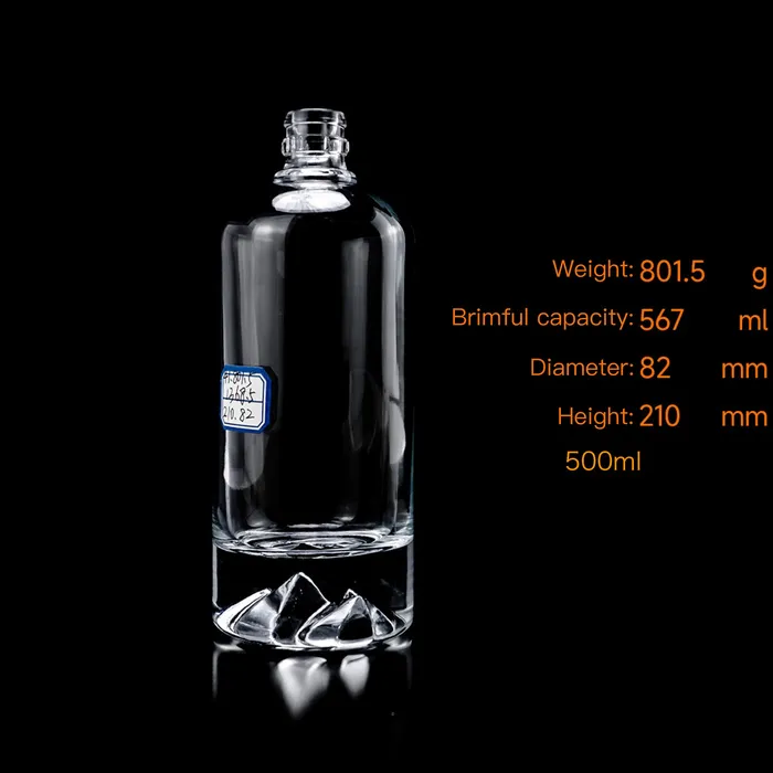 500ml Round Clear Glass Bottle – Short Neck, Narrow Mouth – For Wine, Juice, or Beverage – Custom Logo Available