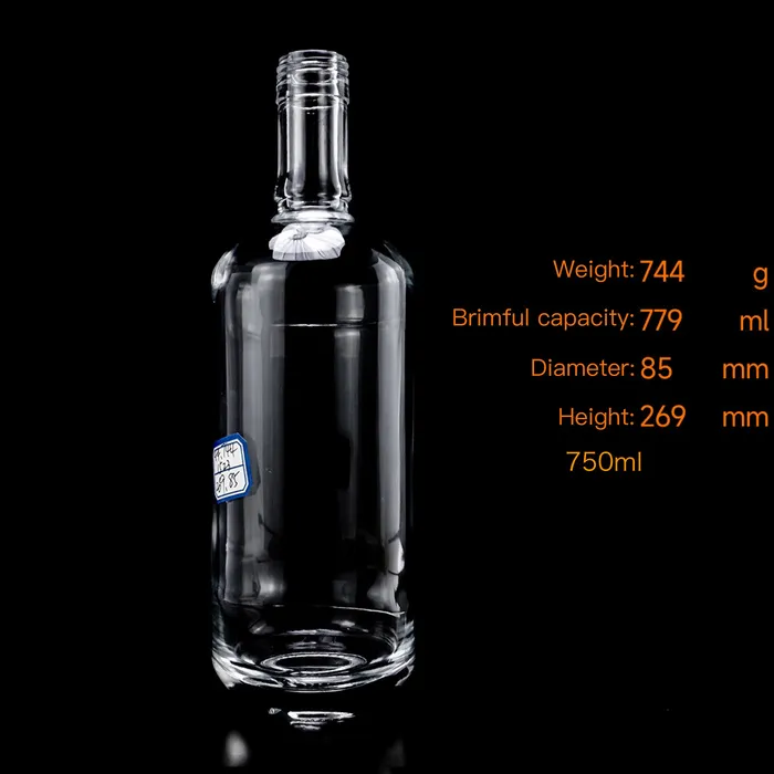 Custom 750ml Empty Glass Liqueur Bottle Screw Finish for Fruit Wine Vodka Gin Whiskey Rum Tequila Spirits
