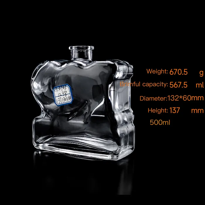 Wholesale 500ml Super Flint Glass Wine Bottle with Heavy Base for Vodka/Whisky/Brandy