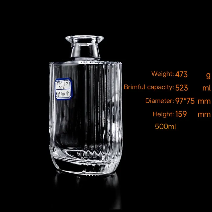 500ml Unique Irregular Shape Super Flint Glass Bottle for Premium Spirits