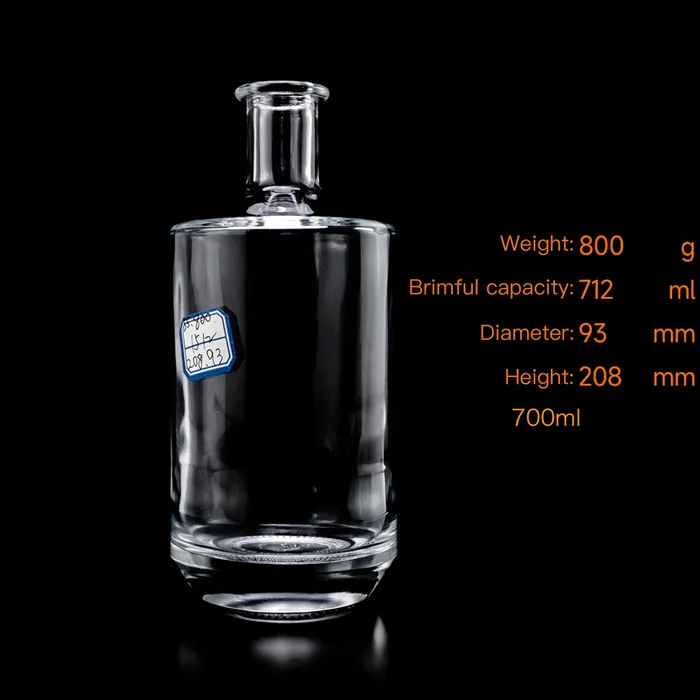 Customizable 700ml Super Flint Clear Glass Bottle for Whisky, Gin, Tequila Packaging